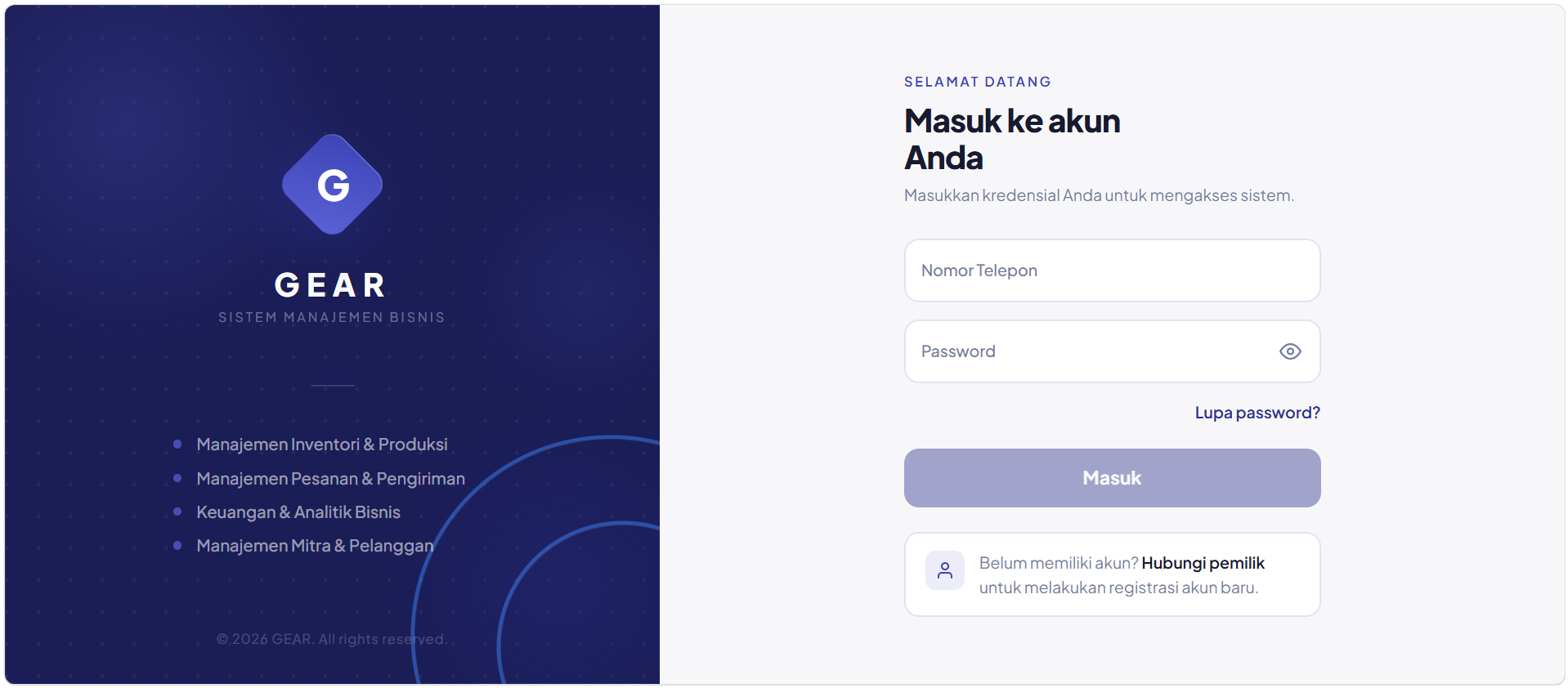 Phone login page