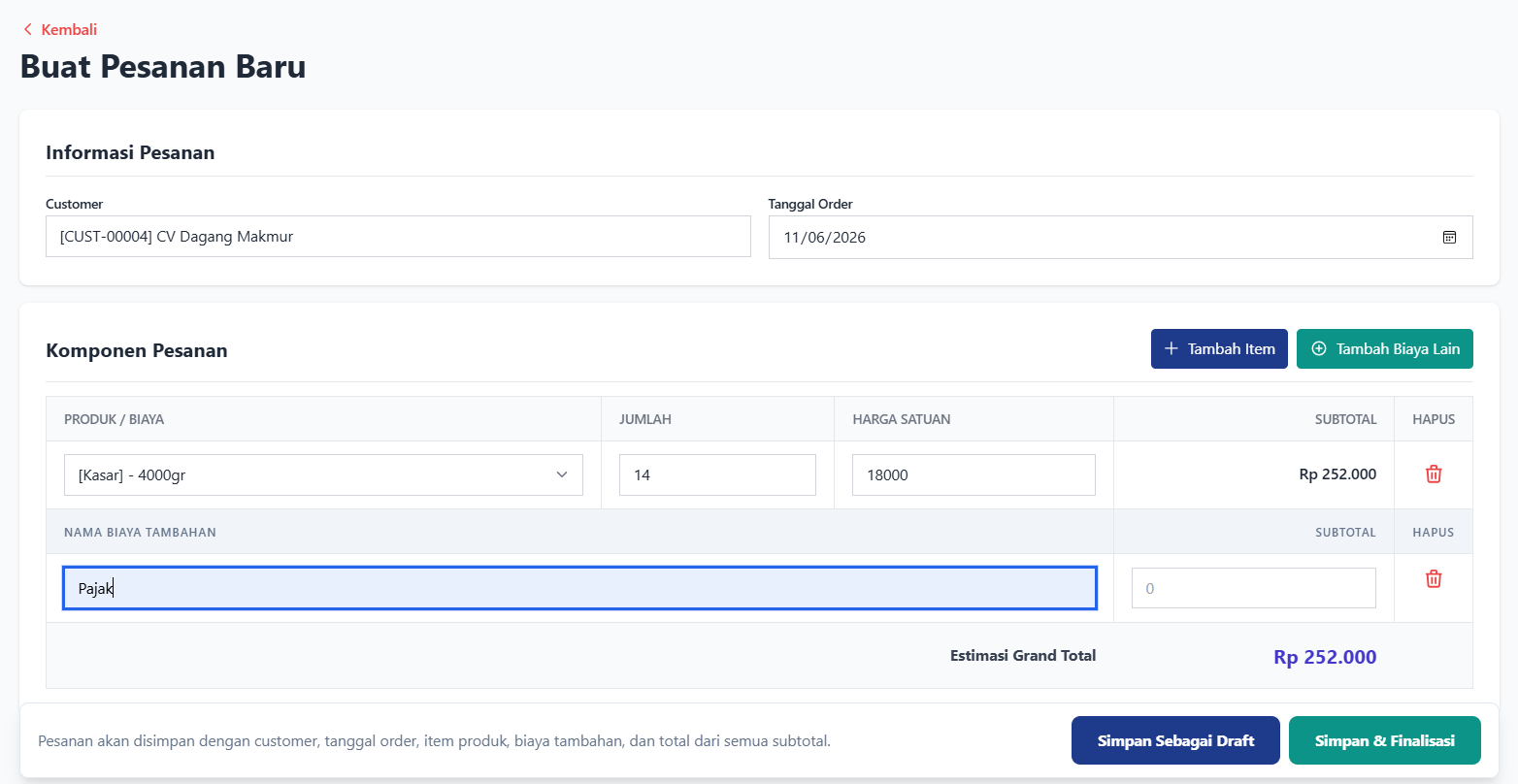 Create Sales Order form