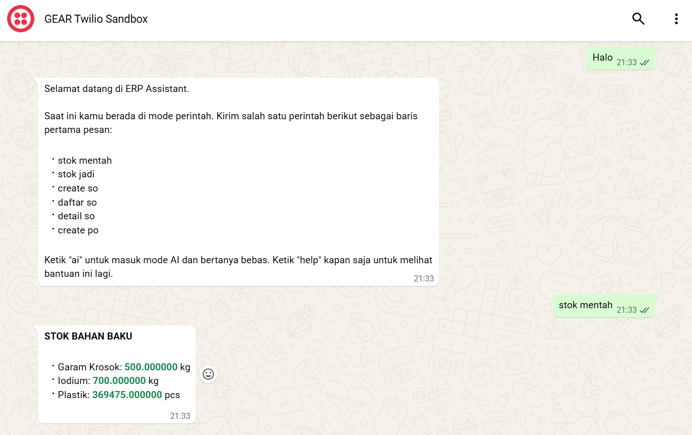 WhatsApp Chatbot command mode