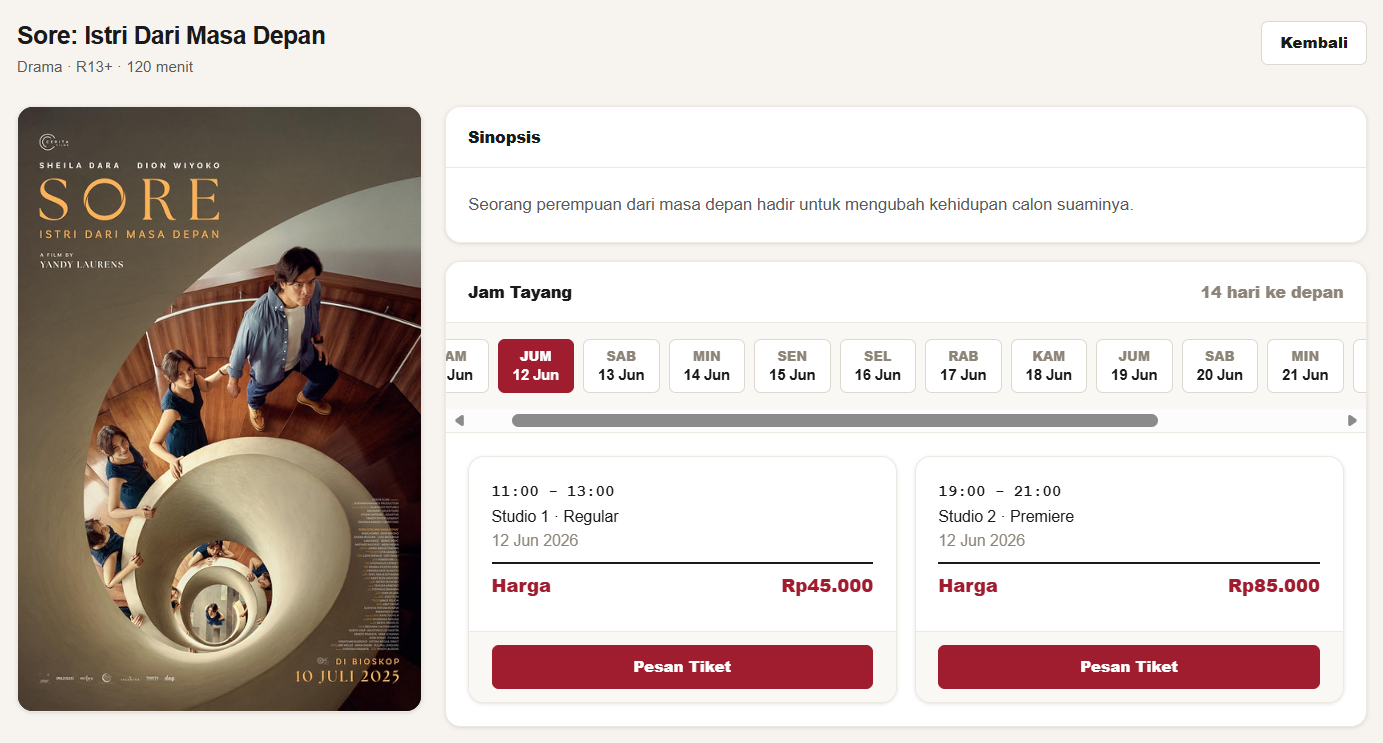 Customer Movie Details page